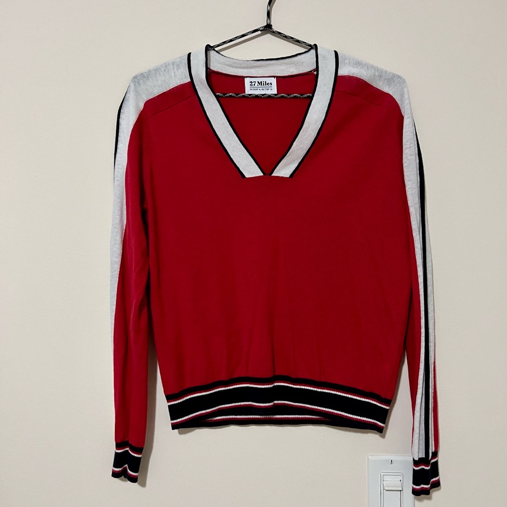 27 miles Malibu red v neck sweater